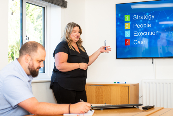 Training photo, showing people the step by step guide to success